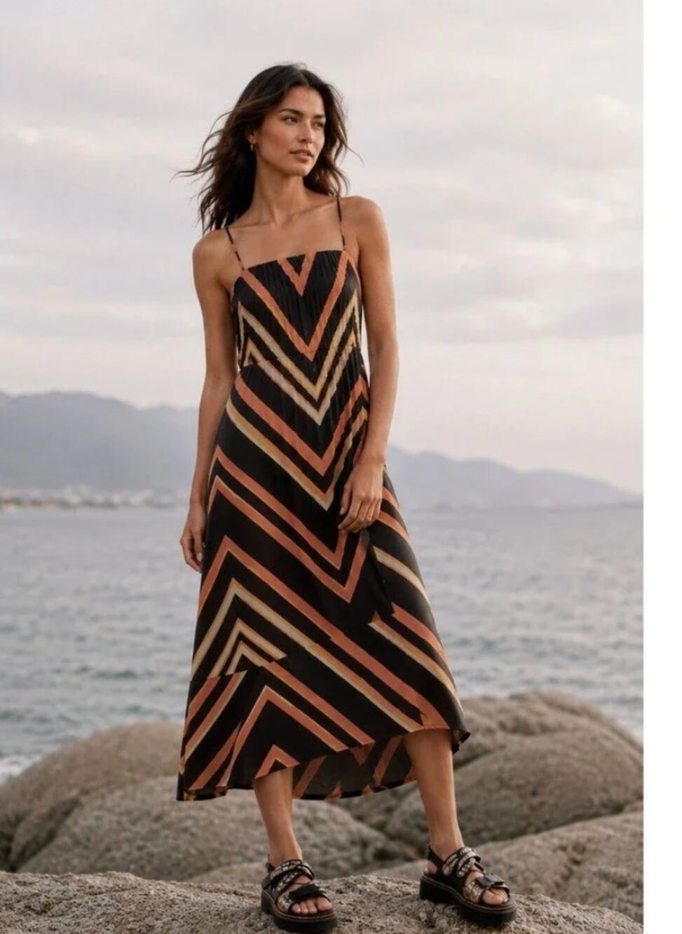 by Anthropologie • Runi Chevron Slip DressNWT $158 sz L
